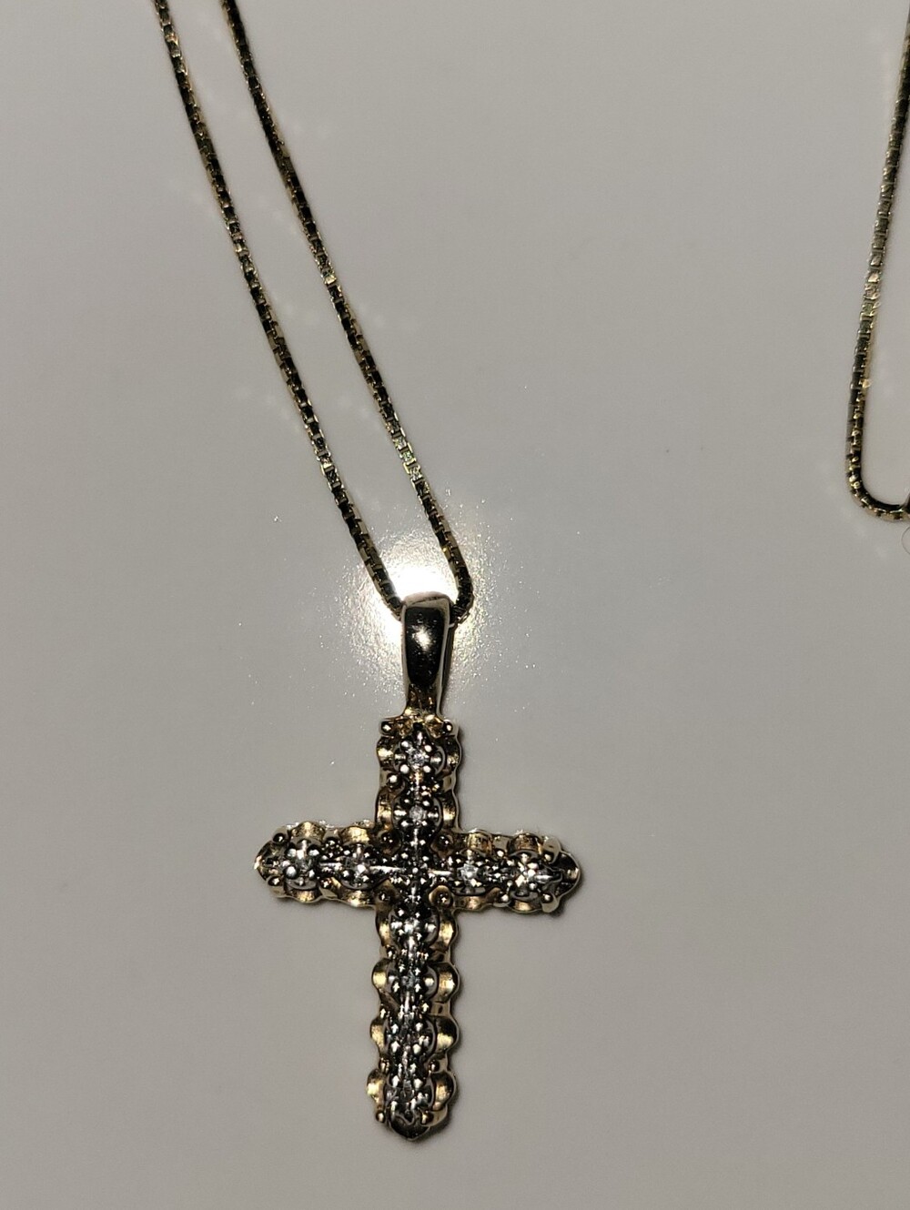 10k Yellow Gold and Diamond Cross Pendant ONLY - Women's Religious Jewelry - Picture 2 of 7